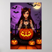 Kürbis und Dame mit langen Haaren | Art der AI Poster (Vorne)
