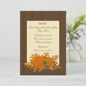 Kürbis-und Eichen-Blätter-Erntedank-Menü Menükarte (Stehend Vorderseite)