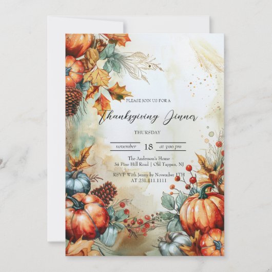 Kürbis und Erntedank der Kiefernfische Einladung (Vorderseite)