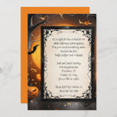 Kürbis und Fledermäuse Halloween Einladung (Vorne/Hinten)