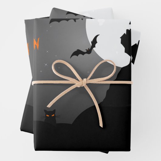 Kürbis und Fledermäuse Halloween Geschenkpapier Set (Beispiel)