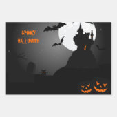 Kürbis und Fledermäuse Halloween Geschenkpapier Set (Vorderseite 3)
