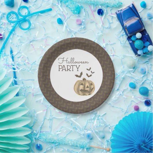 Kürbis und Fledermäuse, Halloween-Party Pappteller (Party)