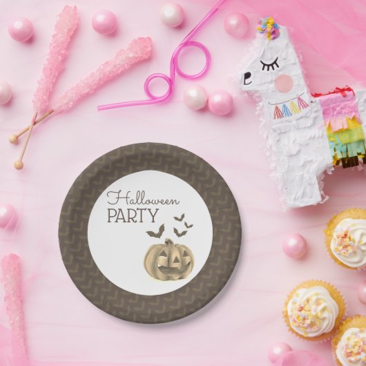 Kürbis und Fledermäuse, Halloween-Party Pappteller (Party)