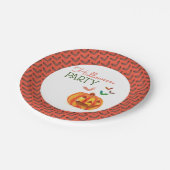 Kürbis und Fledermäuse, Halloween-Party Pappteller (Schrägansicht)