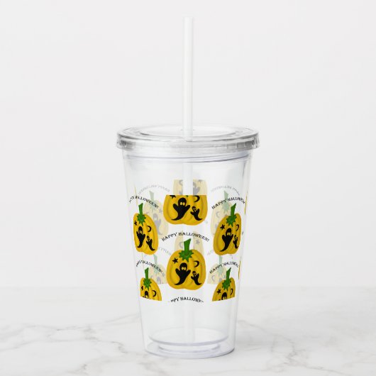 Kürbis und Geister Acryltrinkbecher (Vorderseite)