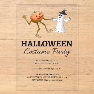 Kürbis und Geister Halloween-Party Acryleinladungen