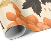 Kürbis und Herbstblüten Geschenkpapier (Rolleneckpunkt)