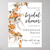 Kürbis und Herbstlaub Brautparty Willkommen Poster (Vorne)