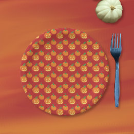 Kürbis und Jack-o-Lantern Muster Halloween  Pappteller