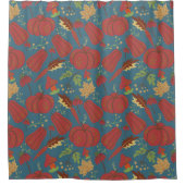 Kürbis und Karotte nahtlos Muster rot und blau Duschvorhang (Vorderseite)