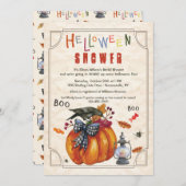 Kürbis-und Krähen-Halloween-Duschen-Einladung Einladung (Vorne/Hinten)