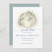 Kürbis und Lichter Botanische Weinreben Save the D Einladung (Vorne/Hinten)