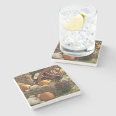 Kürbis und Mummeranzeige im Herbst Steinuntersetzer (Seitenansicht)