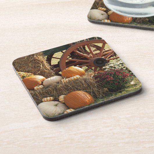 Kürbis und Mummeranzeige im Herbst Untersetzer (Linke Seite)