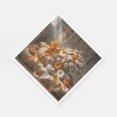 Kürbis und Mums im Herbst in einer Scheune Serviette (Ecke)