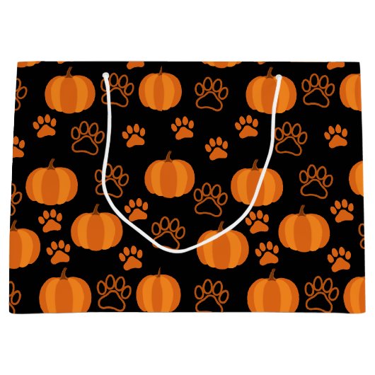 Kürbis und Paws Halloween Große Geschenktüte (Vorderseite)