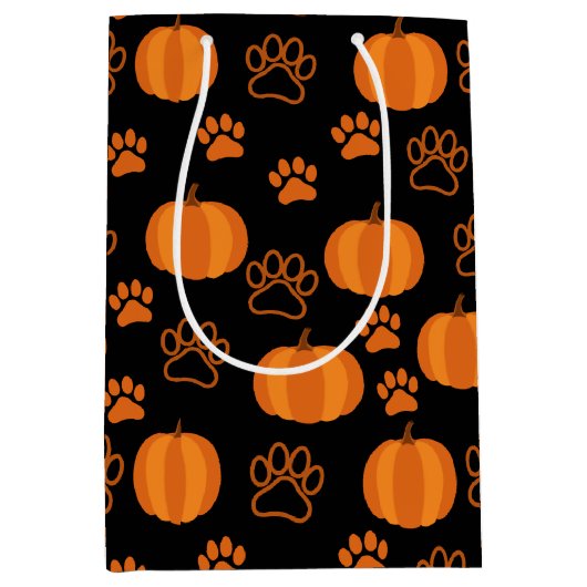 Kürbis und Paws Halloween Mittlere Geschenktüte (Vorderseite)