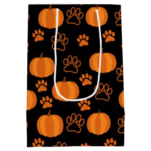 Kürbis und Paws Halloween Mittlere Geschenktüte (Rückseite)