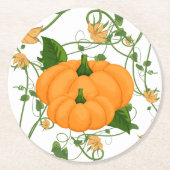 Kürbis und Reben Halloween-Erntedank Runder Pappuntersetzer (Vorderseite)