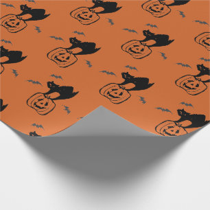 Kürbis und schwarze Katze Halloween Geschenkpapier