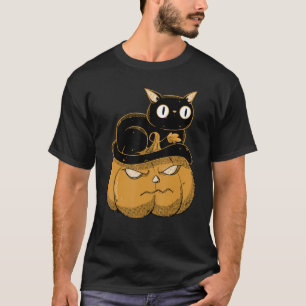Kürbis und Schwarze Katze Halloween Kätzchen Kostü T-Shirt