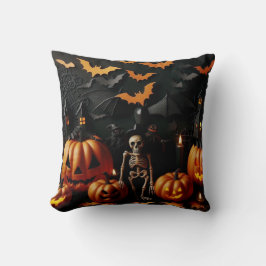 Kürbis und Skelett Kissen