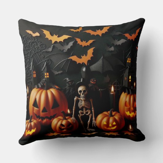 Kürbis und Skelett Kissen (Rückseite)