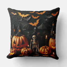 Kürbis und Skelett Kissen
