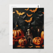 Kürbis und Skelett Postkarte (Vorne/Hinten)