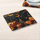 Kürbis und Skelett Rechteckiger Pappuntersetzer (angewinkelt)