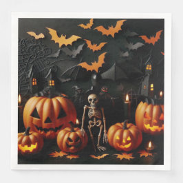 Kürbis und Skelett Serviette