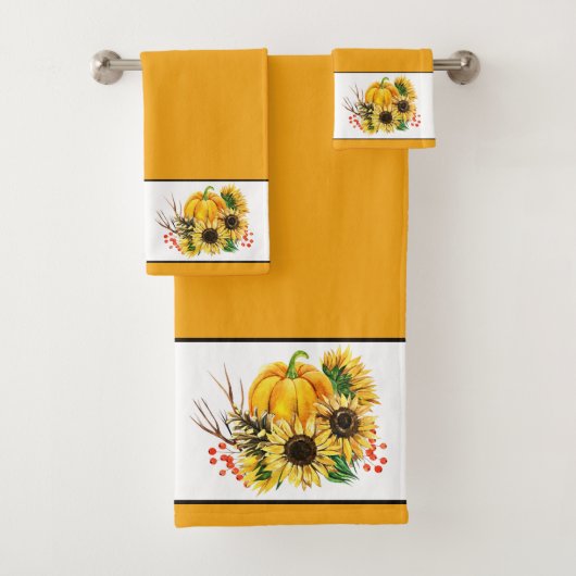 Kürbis und Sonnenblumen Badhandtuch Set (Insitu)