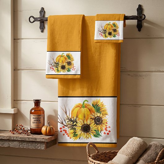 Kürbis und Sonnenblumen Badhandtuch Set