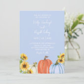 Kürbis und Sonnenblumen Einladung Hochzeit (Stehend Vorderseite)