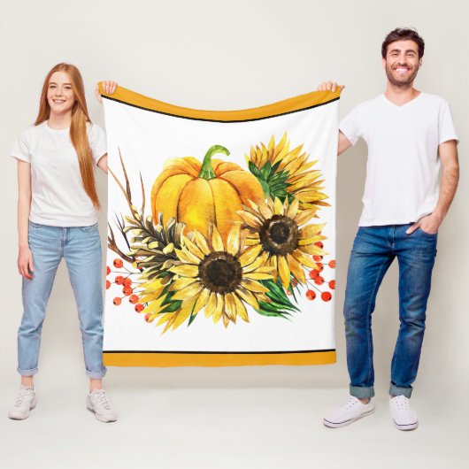 Kürbis und Sonnenblumen Herbst Fleecedecke (Beispiel)