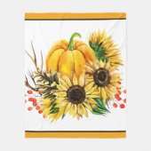 Kürbis und Sonnenblumen Herbst Fleecedecke (Vorderseite)