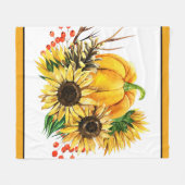 Kürbis und Sonnenblumen Herbst Fleecedecke (Vorderseite (Horizontal))