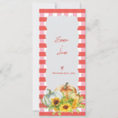 Kürbis- und Sonnenblumen-Herbst-Hochzeitsprogrammk Einladung (Vorderseite)