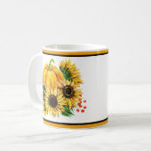 Kürbis und Sonnenblumen Herbst Kaffeetasse (Vorderseite Links)