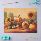 Kürbis und Sonnenblumen im Herbst Seidenpapier (Basteln)