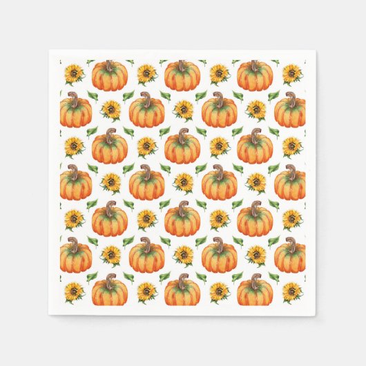 Kürbis und Sonnenblumen Serviette (Vorderseite)
