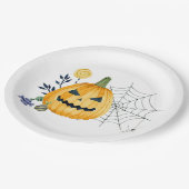 Kürbis und Spinnennetz Pappteller (Schrägansicht)