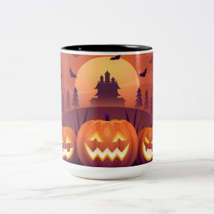Kürbis und Spuk Haus Zweifarbige Tasse