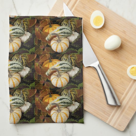 Kürbis und Squash Stillleben Muster Geschirrtuch (Viertel Falte)