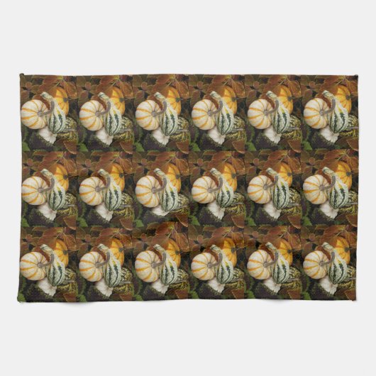 Kürbis und Squash Stillleben Muster Geschirrtuch (Horizontal)