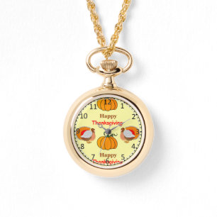 Kürbis und Truthühner aus Erntedank Armbanduhr