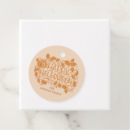 Kürbis und Wein glücklicher Heilbutt Geschenkanhänger (Beispiel)