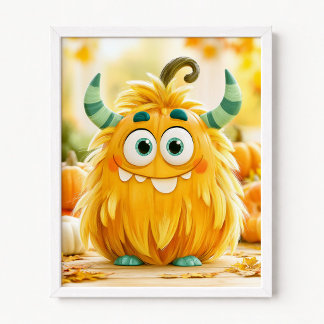 Kürbis verkleidet als flauschiges Monster Poster