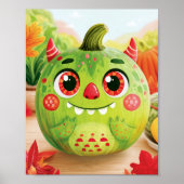 Kürbis verkleidet als grünes Monster Poster (Vorne)